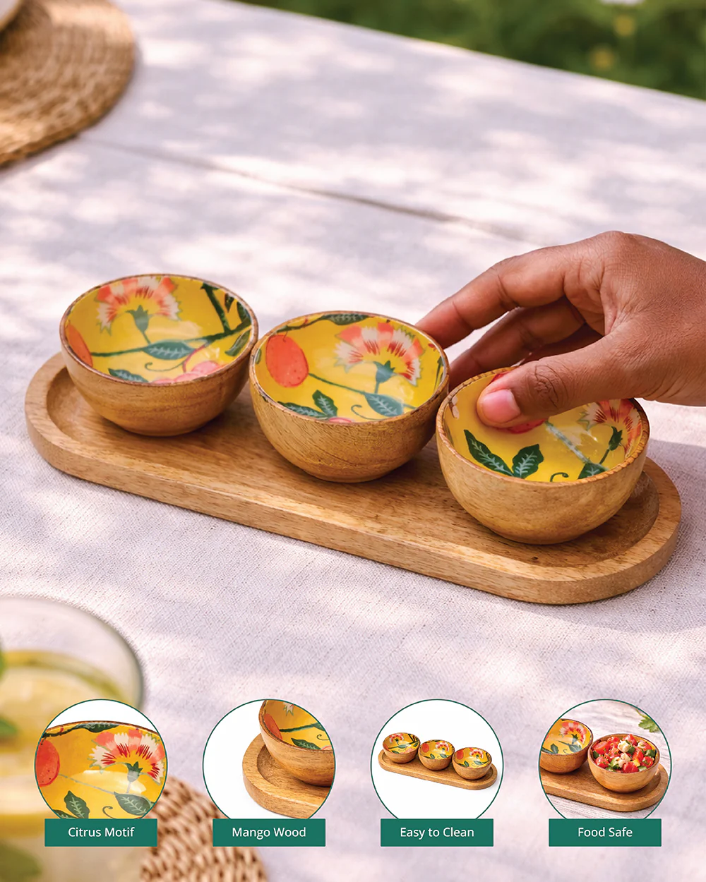 Limonata Trio Wooden Bowl Set | Citrus Zest - Image 2