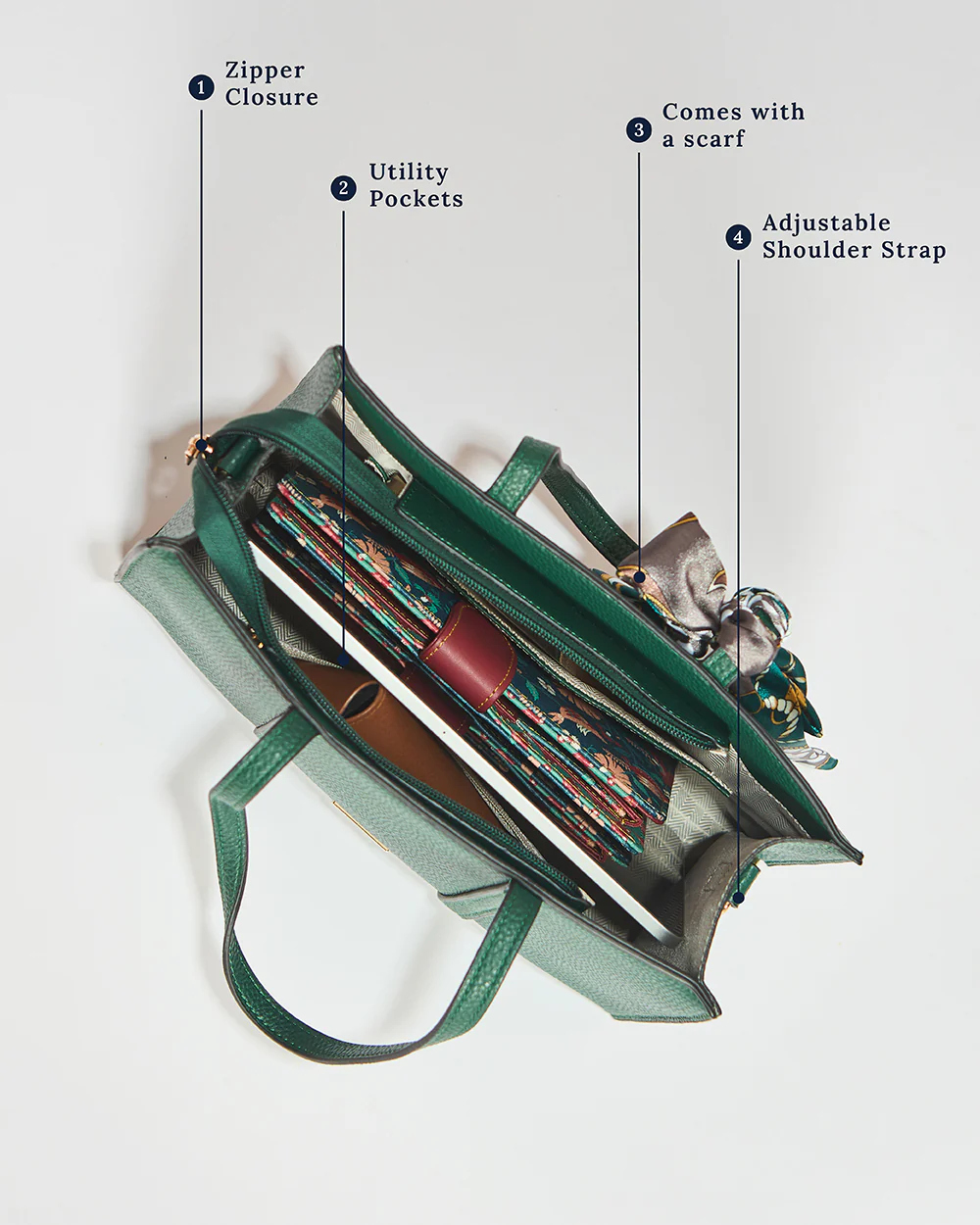 Maldives Mini Tote with Scarf | Green - Image 4