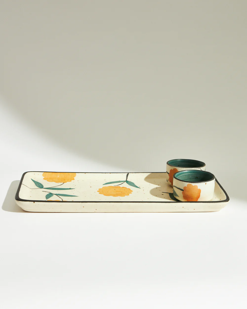 Marigold Chip & Dip Platter | Handpainted Stoneware - Image 3