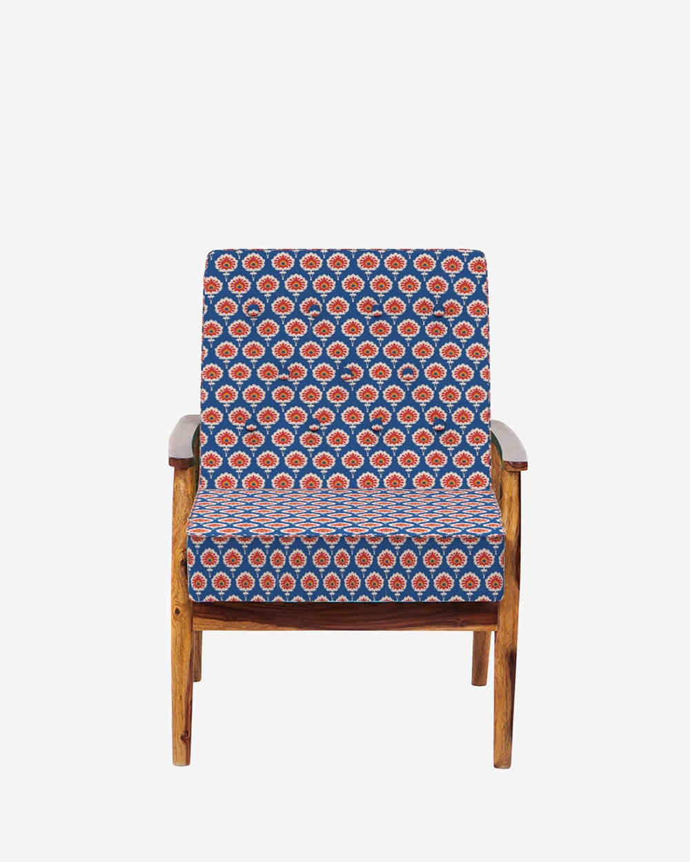 Memsaab Arm Chair - Blue Ikkat - Image 2