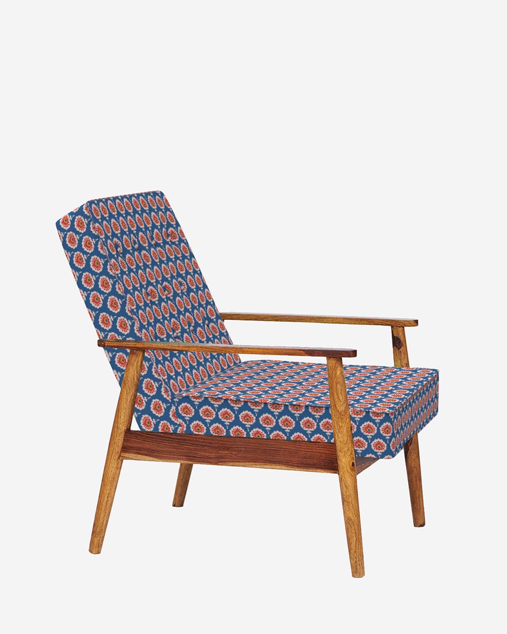 Memsaab Arm Chair - Blue Ikkat - Image 4
