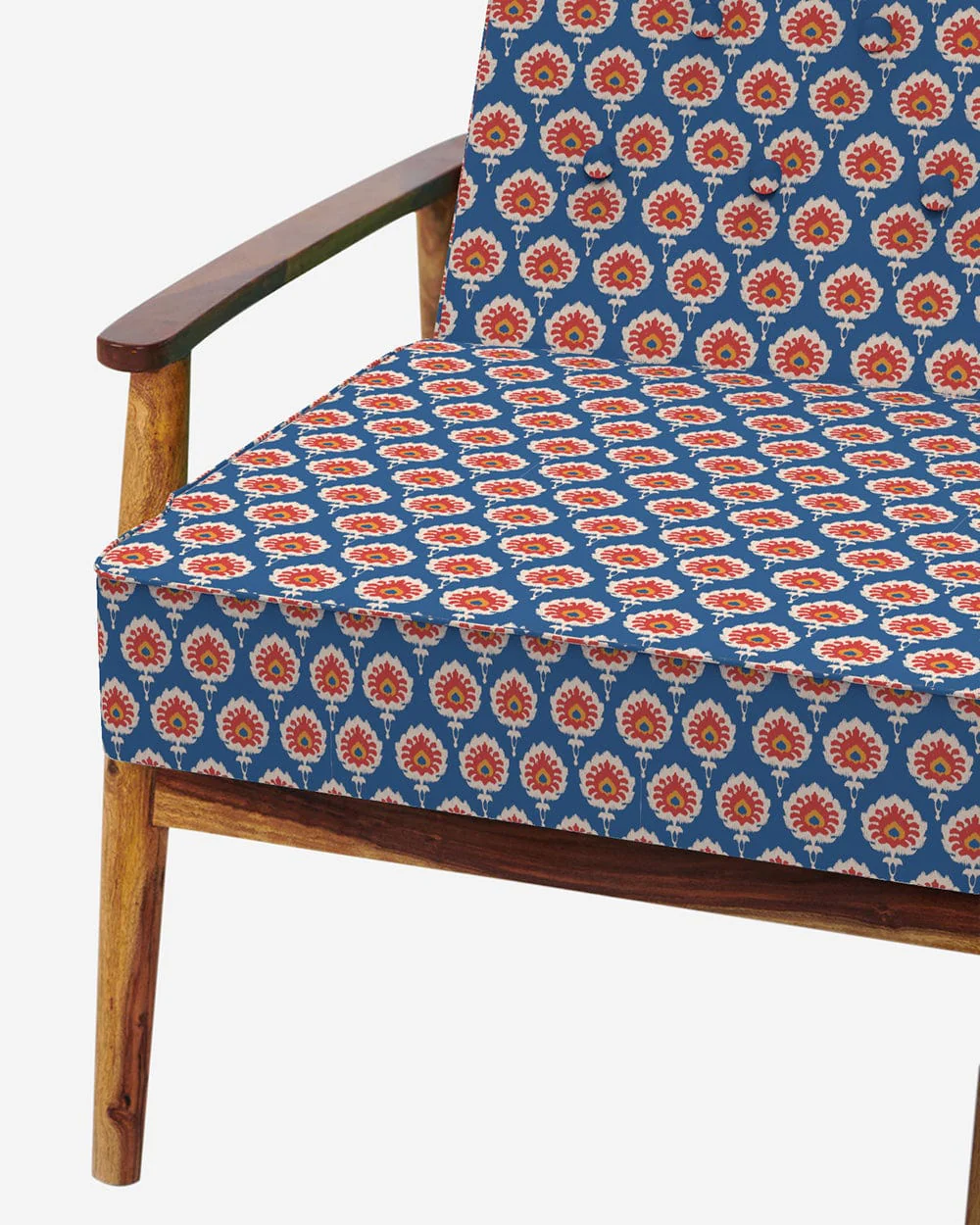 Memsaab Arm Chair - Blue Ikkat - Image 6