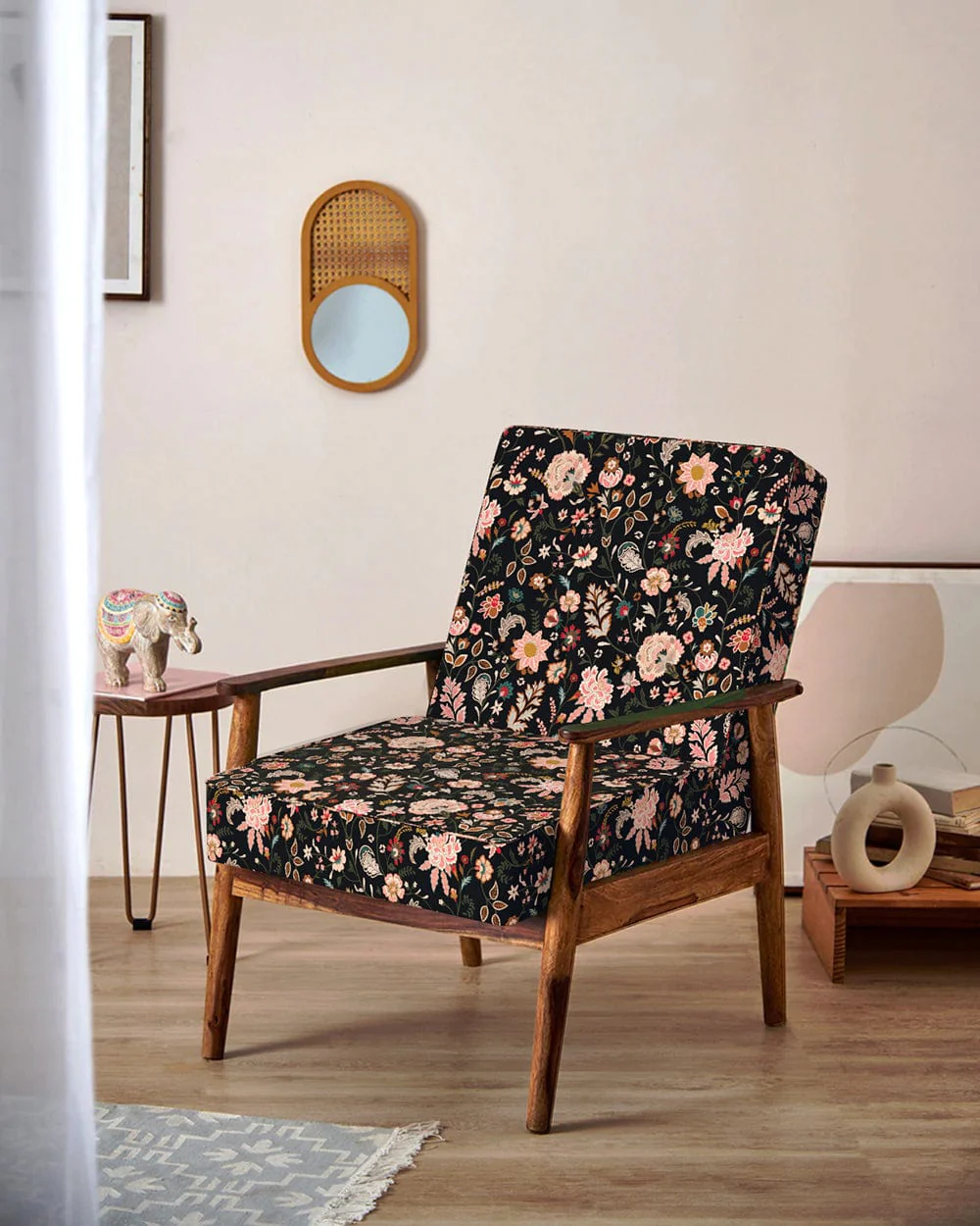 Memsaab Arm Chair - Bohemian Palampore Black