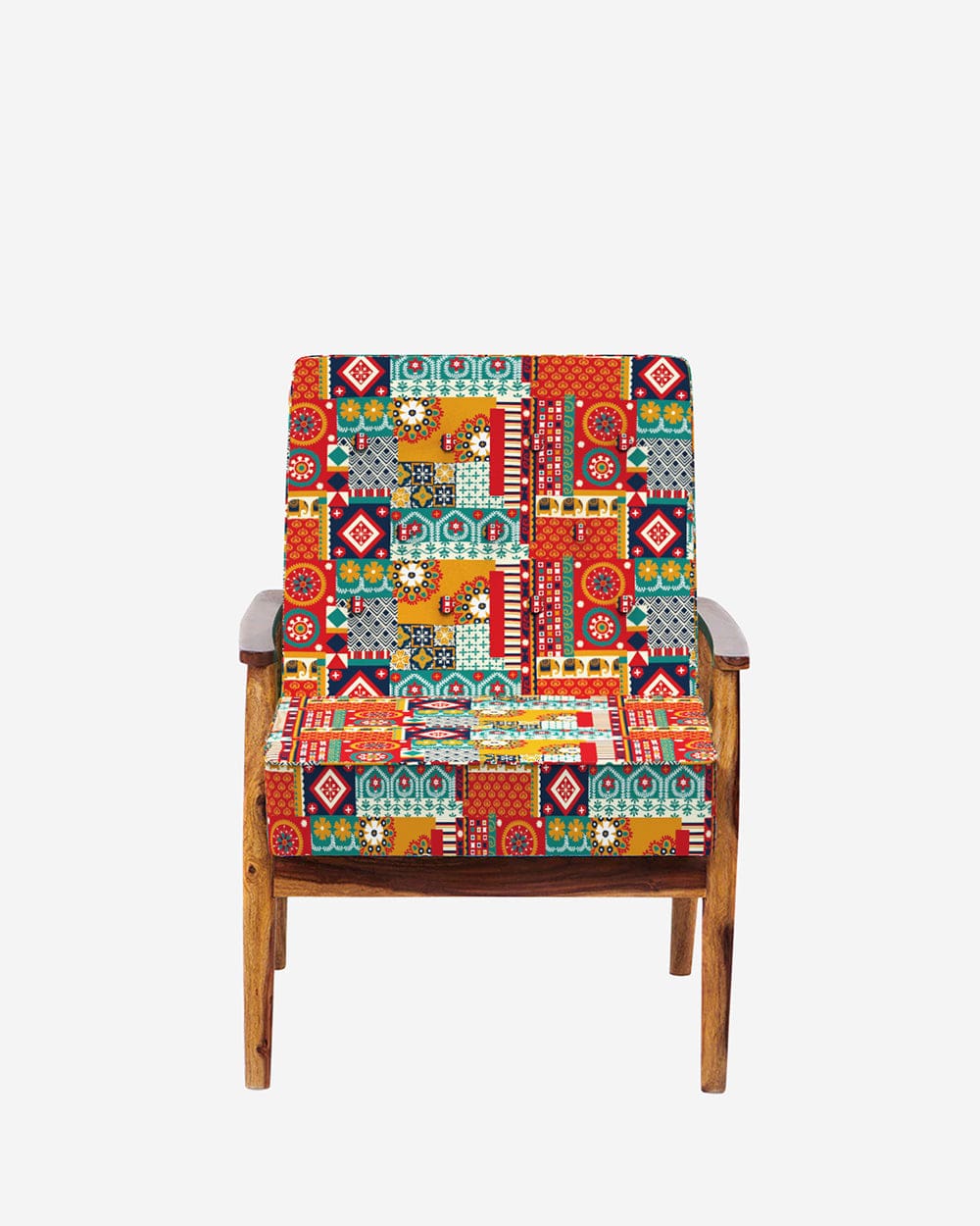 Memsaab Arm Chair - Floral Swirls Red - Image 2