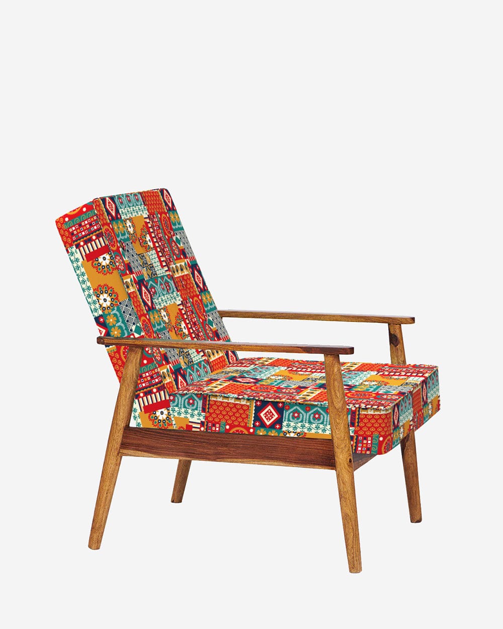 Memsaab Arm Chair - Floral Swirls Red - Image 4