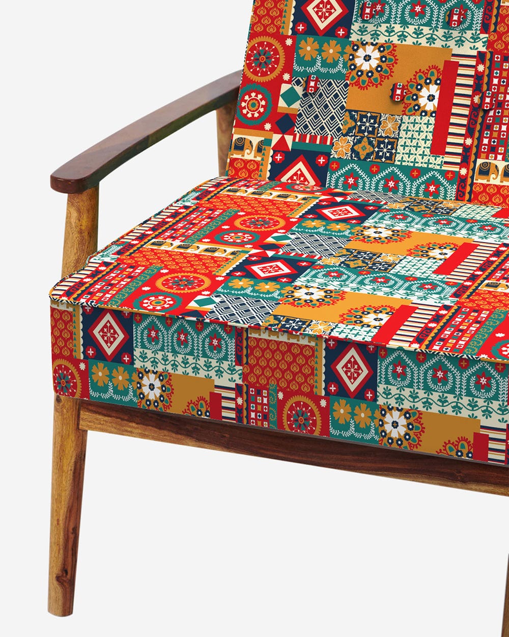 Memsaab Arm Chair - Floral Swirls Red - Image 6