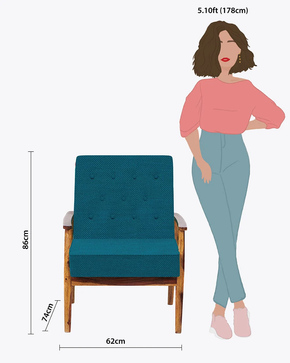 Memsaab Arm Chair - Mediterranian Blue - Image 7