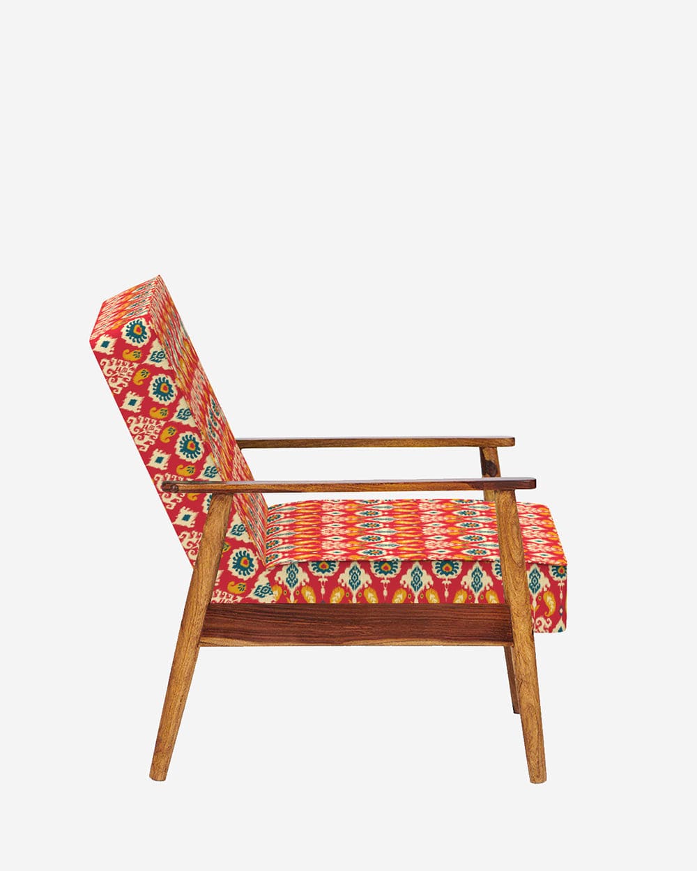 Memsaab Arm Chair - Red Ikkat - Image 3