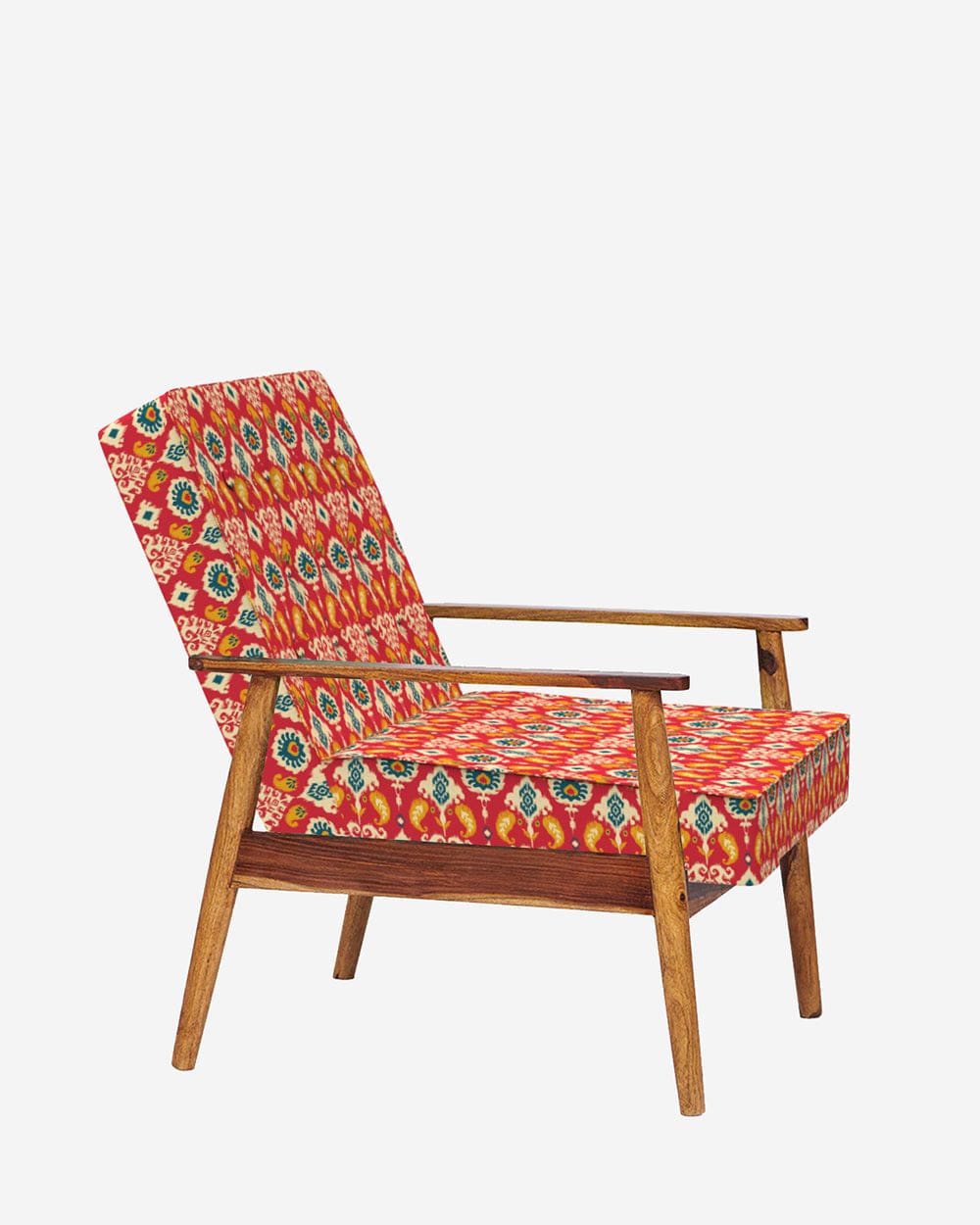 Memsaab Arm Chair - Red Ikkat - Image 4