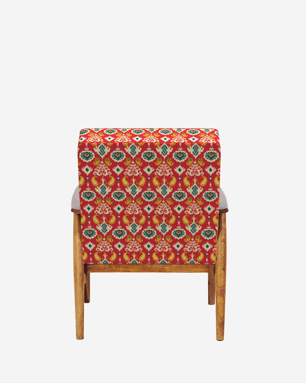 Memsaab Arm Chair - Red Ikkat - Image 5
