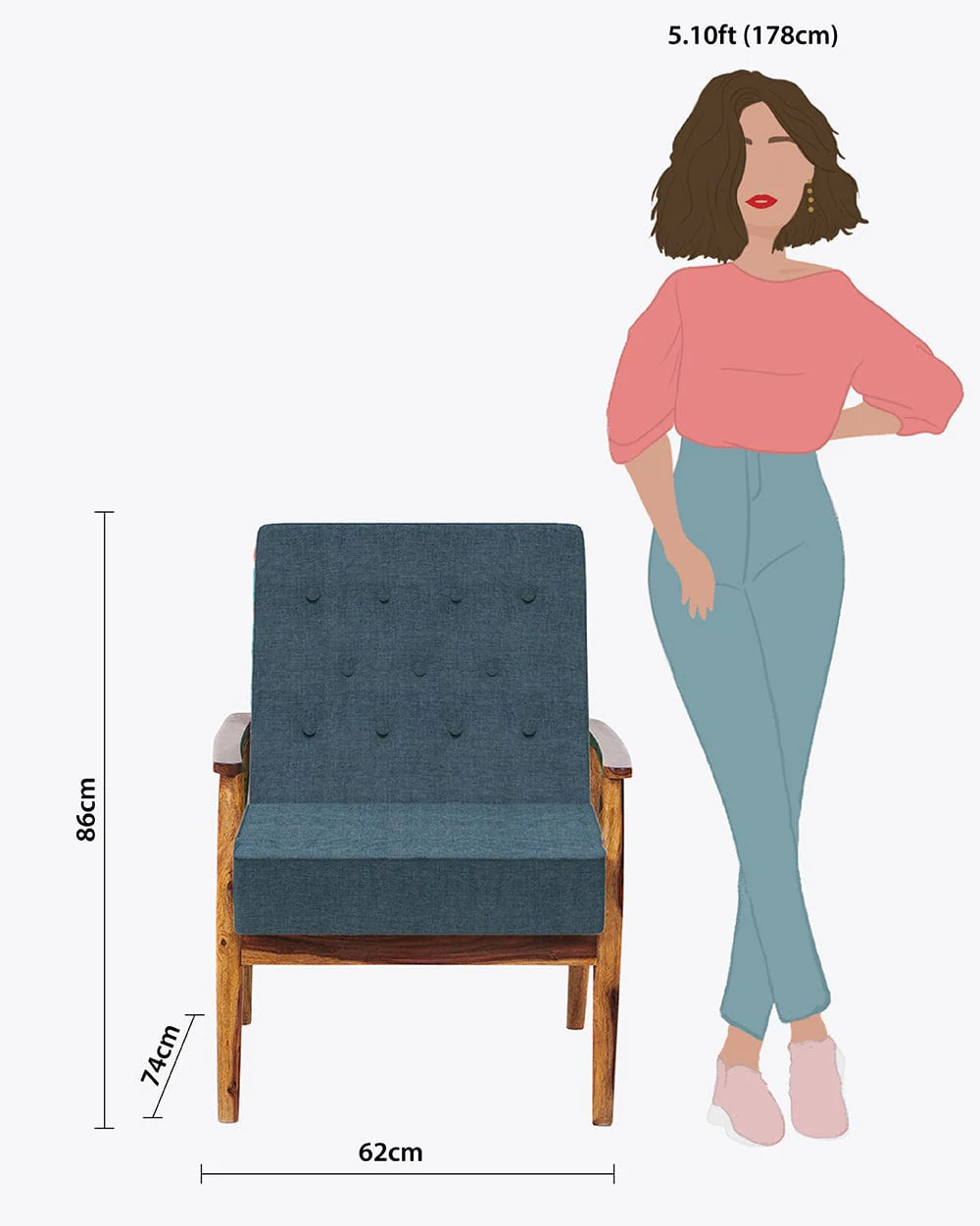 Memsaab Arm Chair - Sailor Blue - Image 7