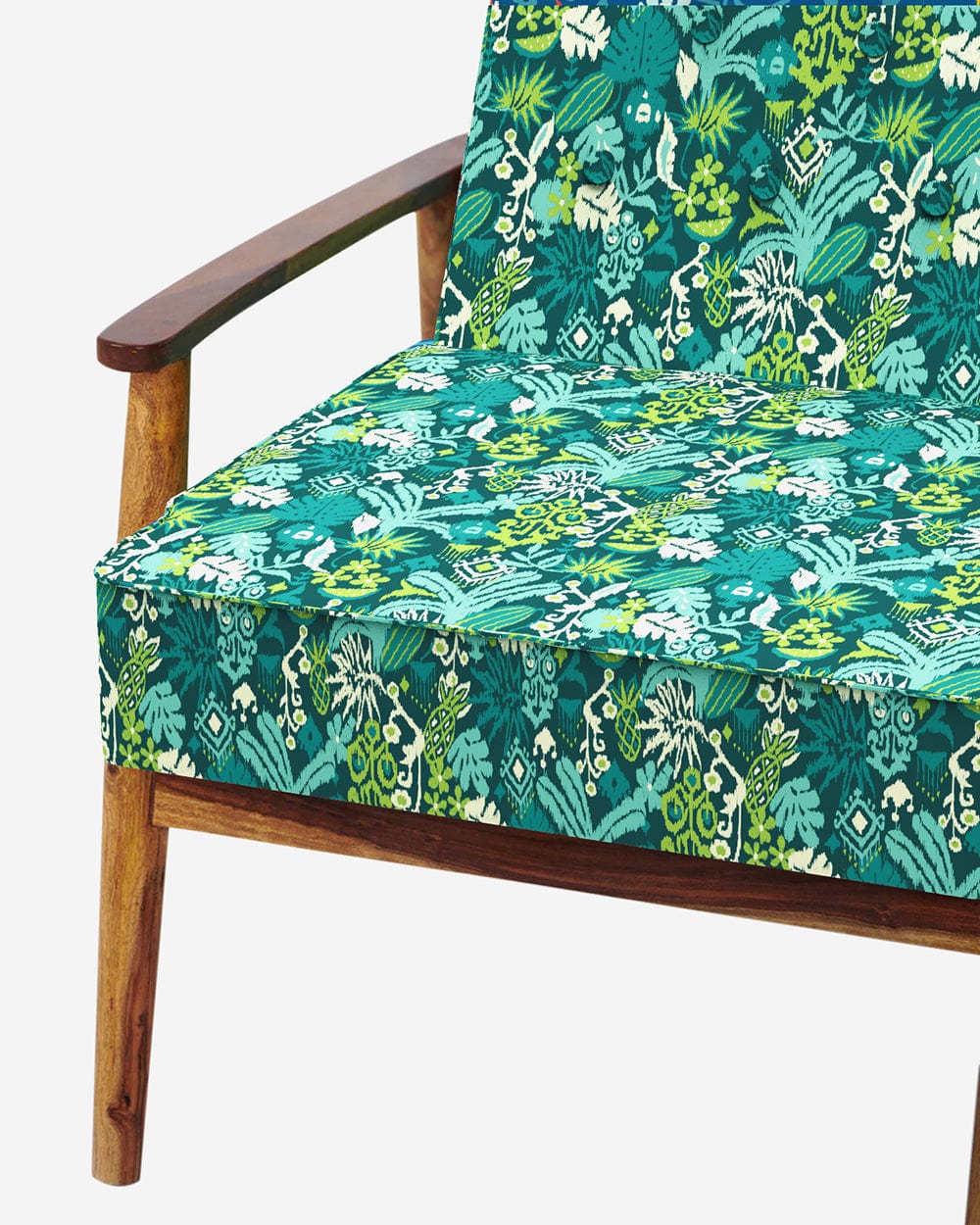 Memsaab Arm Chair - Tropical Ikkat Green - Image 6