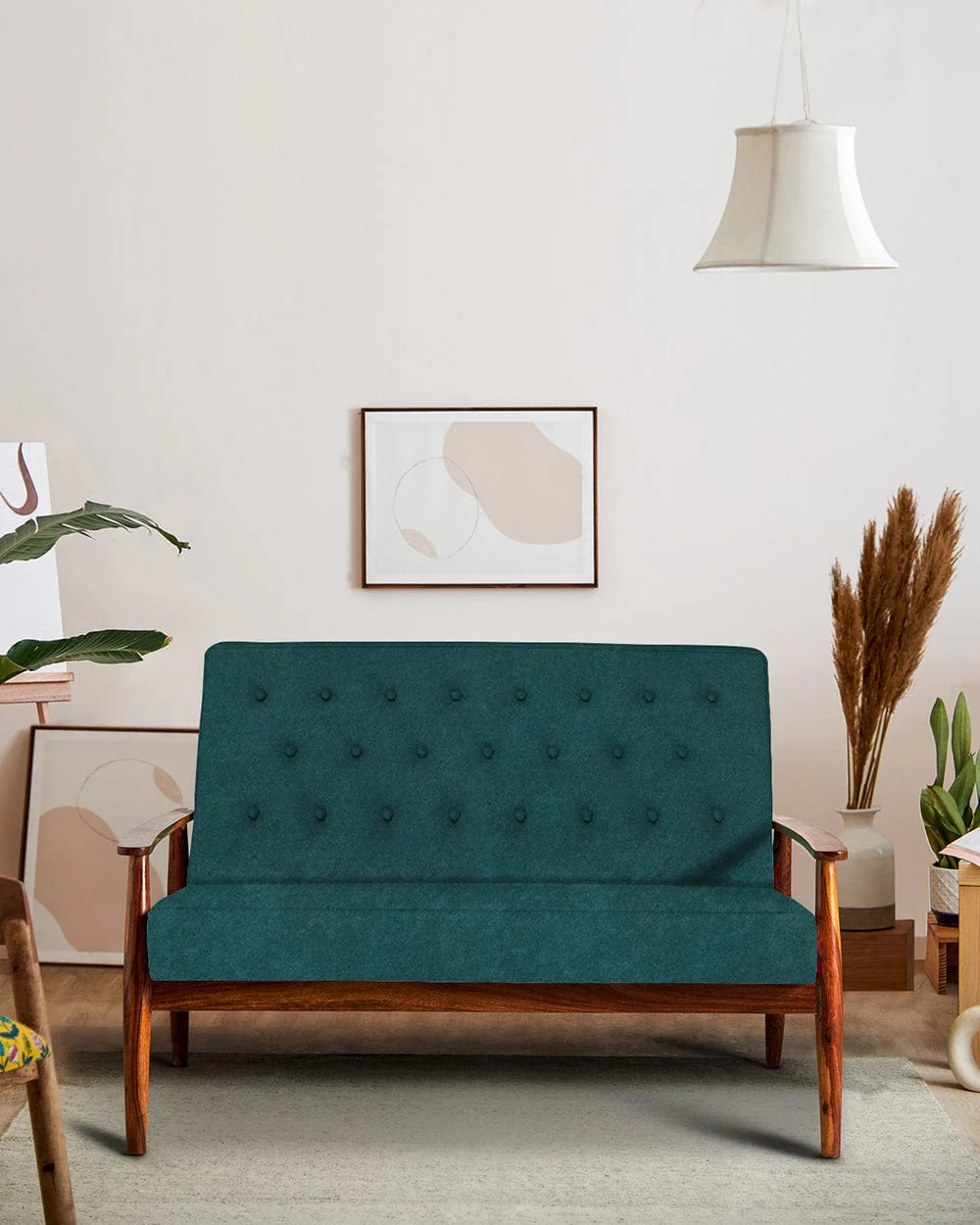 Memsaab Love Seat - Dark Green Velvet
