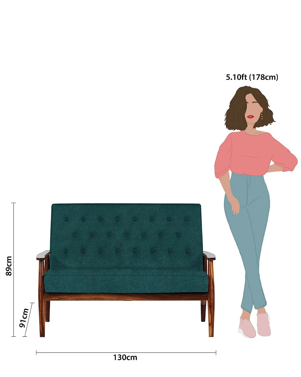 Memsaab Love Seat - Dark Green Velvet - Image 8