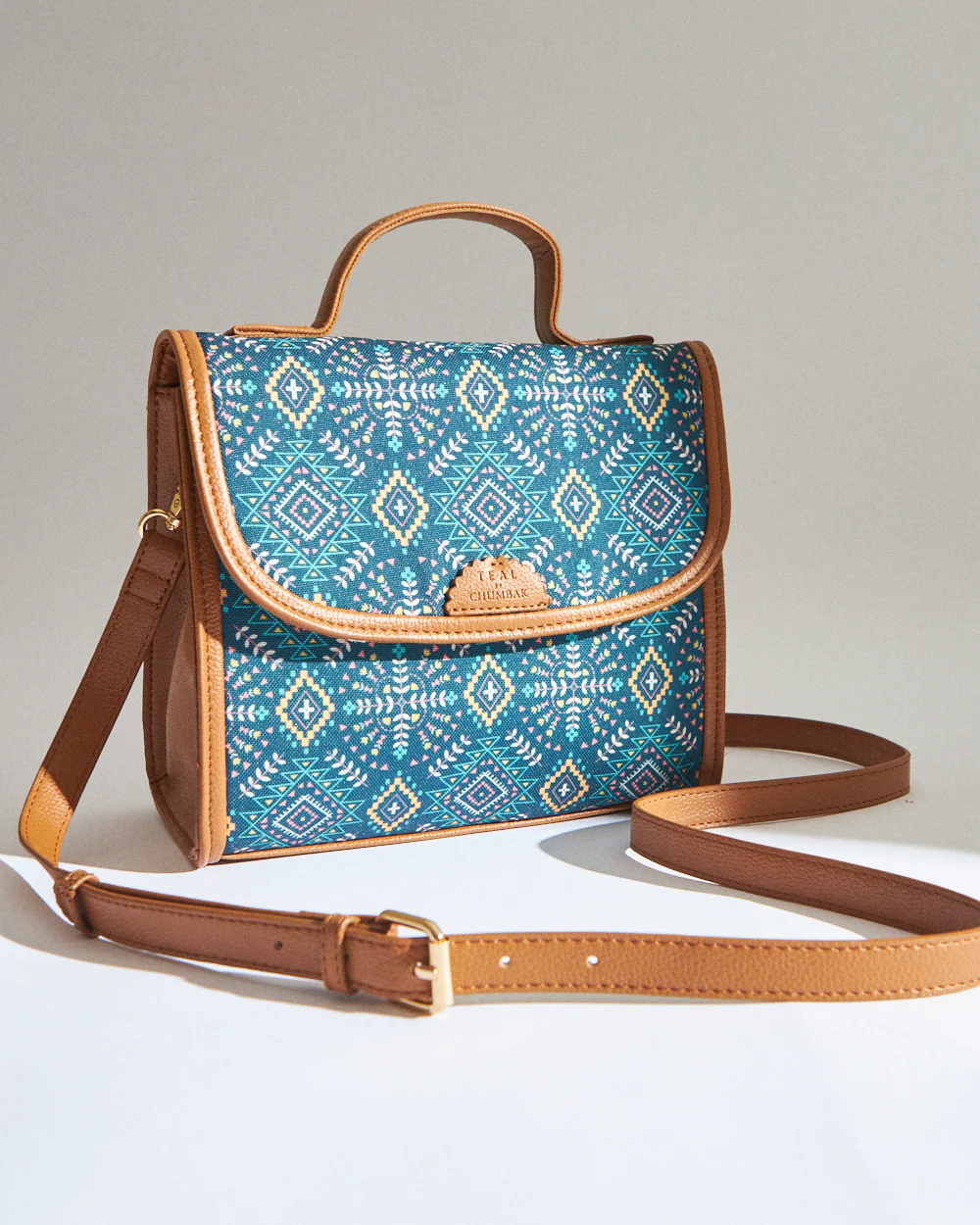 Messenger Crossbody Bag | printed canvas and PU - Image 3