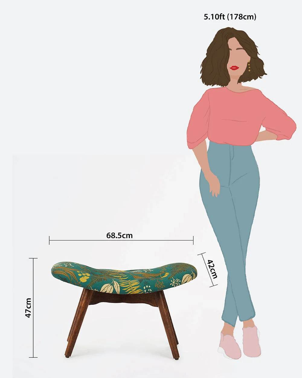 Mid Century Modern Foot Rest-Ferns - Image 7