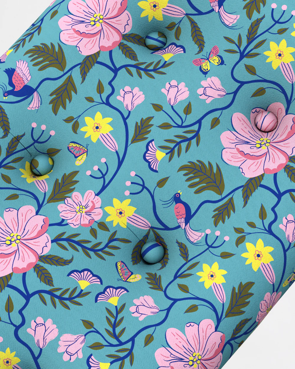 Mid Century Modern Foot Rest - Spring Bloom - Image 6