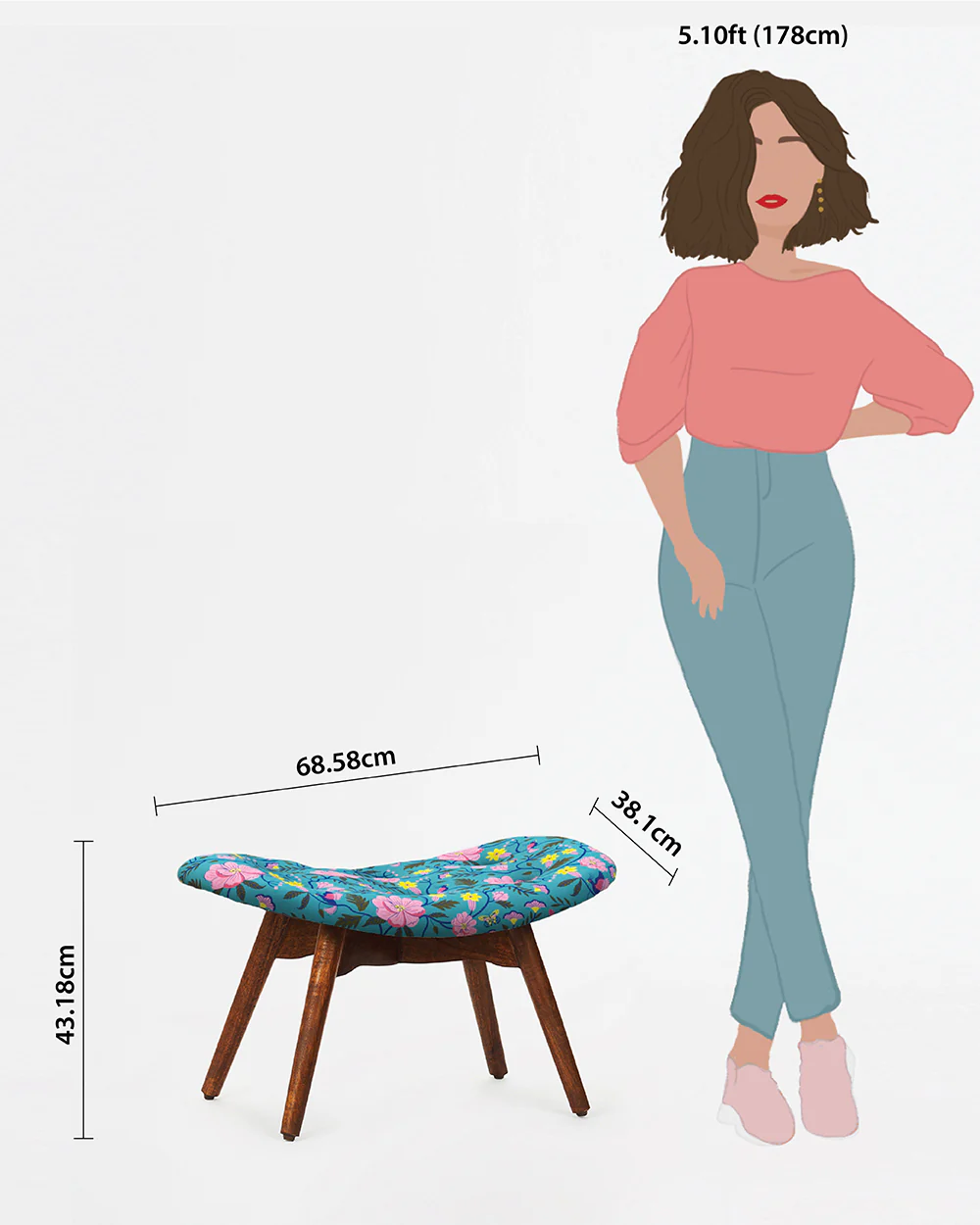 Mid Century Modern Foot Rest - Spring Bloom - Image 7