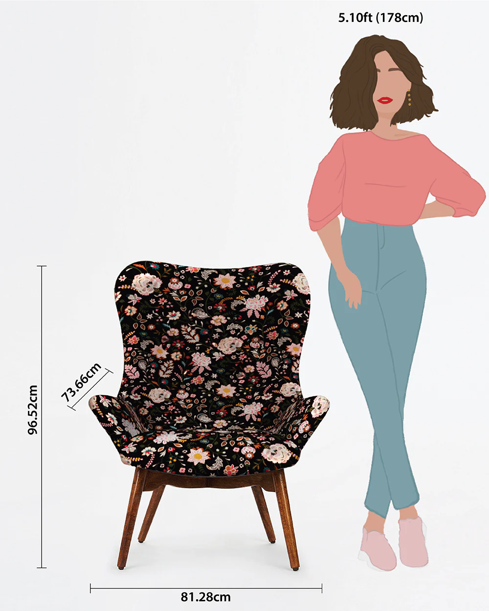 Mid Century Modern Wing Chair-Bohemian Paisley - Image 7