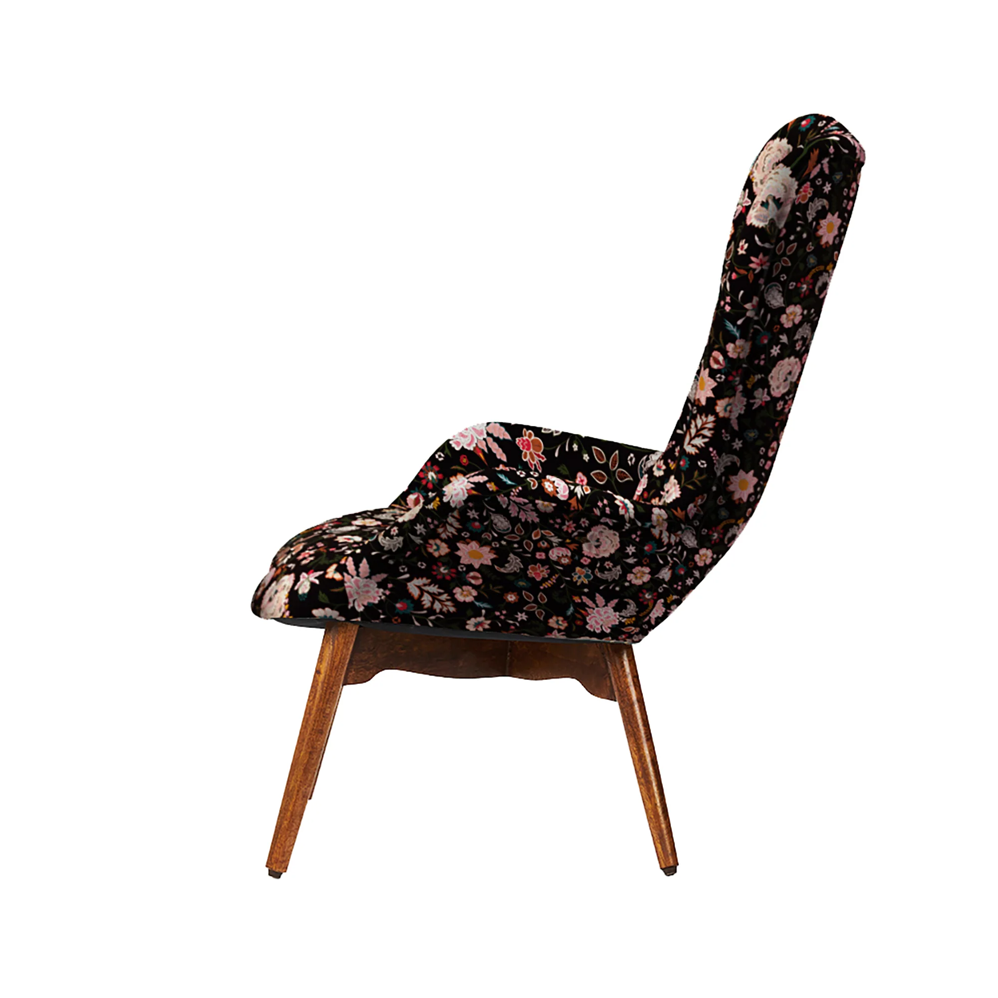 Mid Century Modern Wing Chair-Bohemian Paisley Black - Image 4