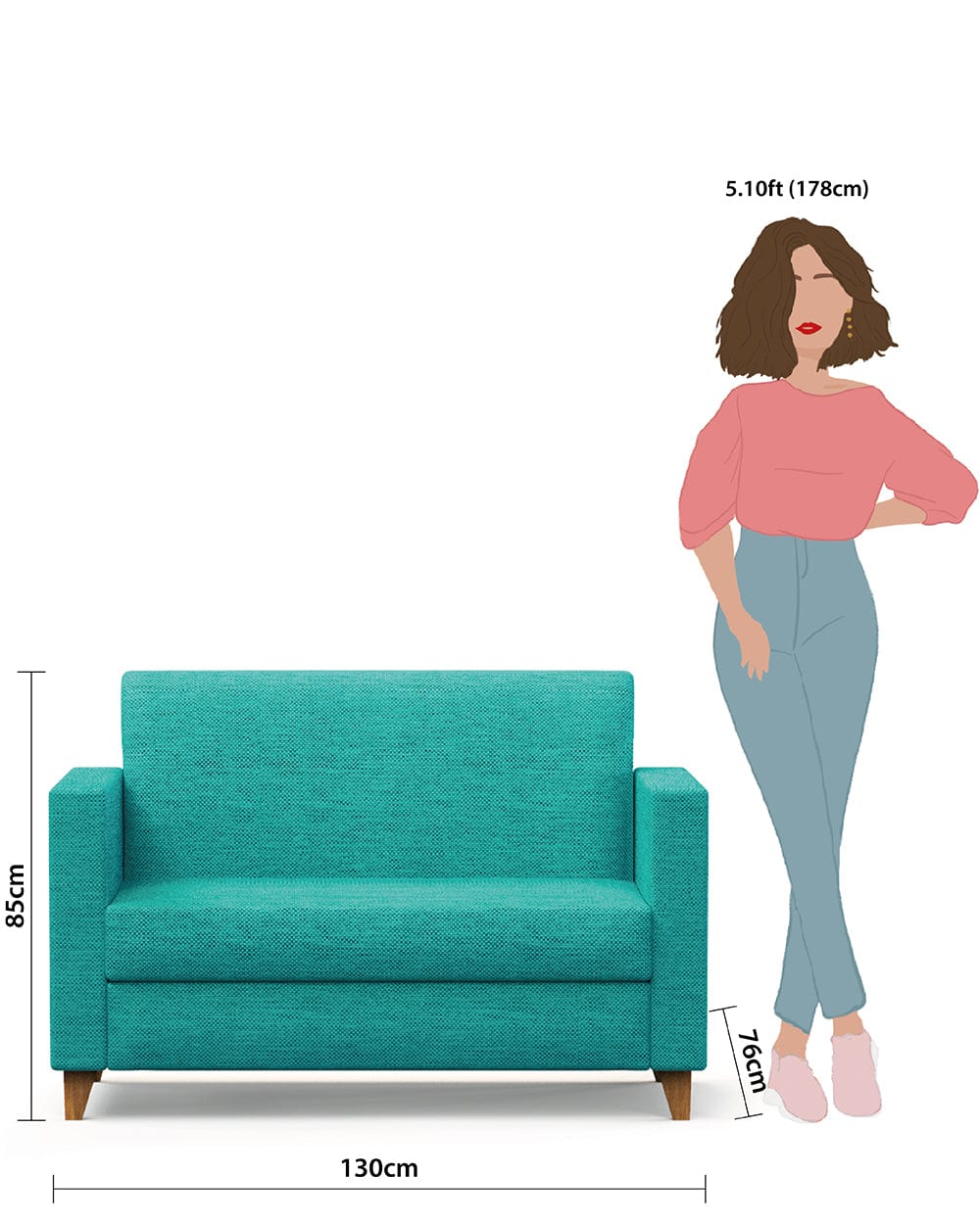 Modern Loveseat-Maldivian Teal - Image 6