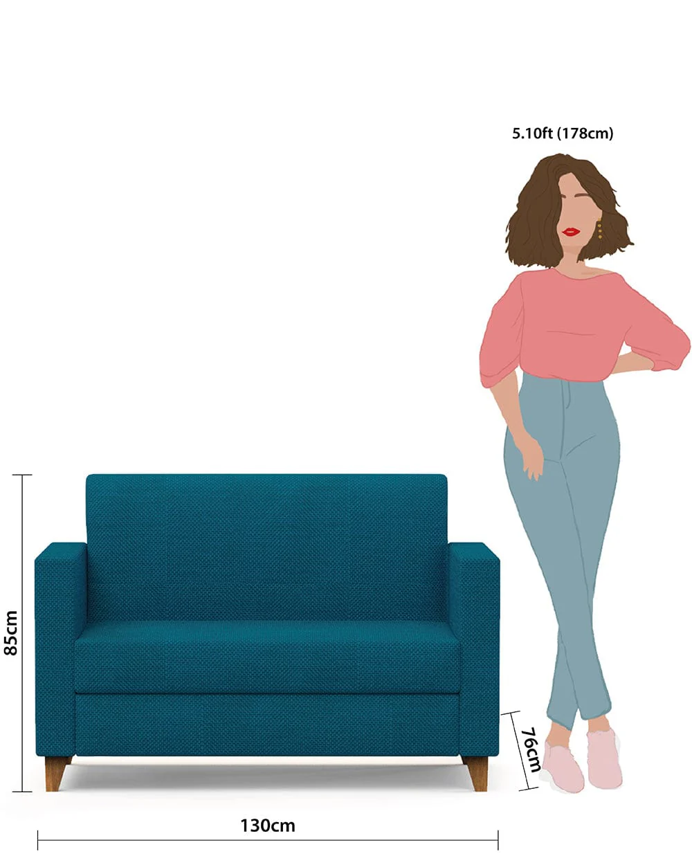 Modern Loveseat-Mediterranian Blue - Image 6