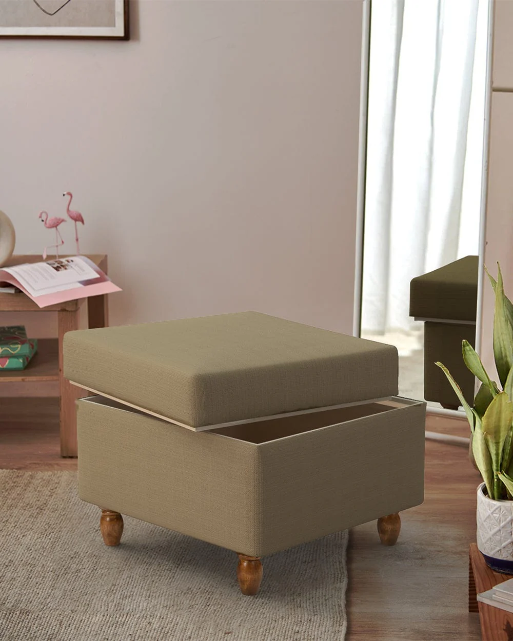 Modern Trunk Storage Ottoman - Beach Beige