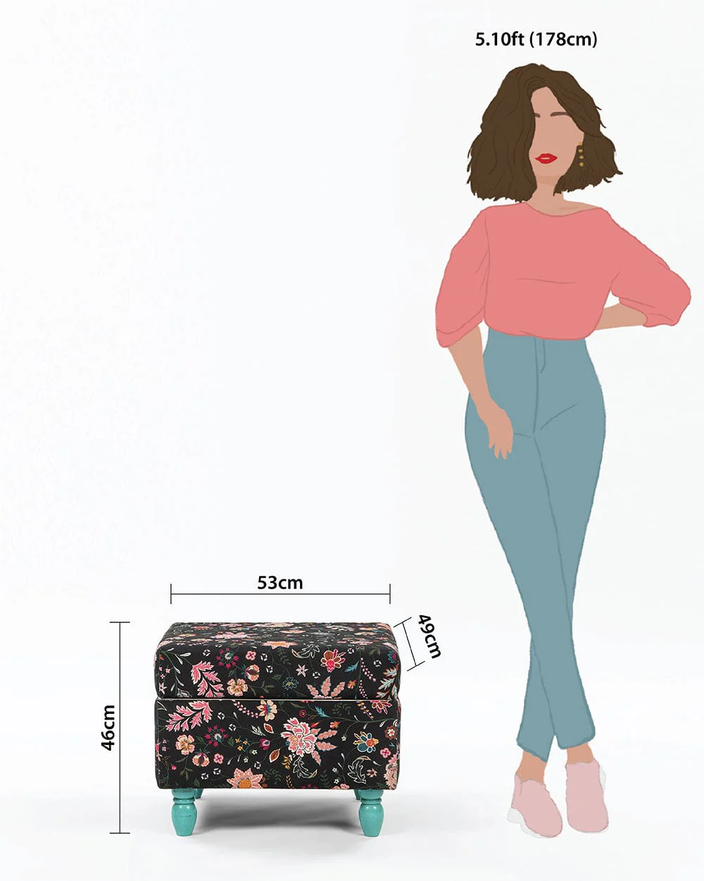 Modern Trunk Storage Ottoman - Bohemian Palampore - Image 8