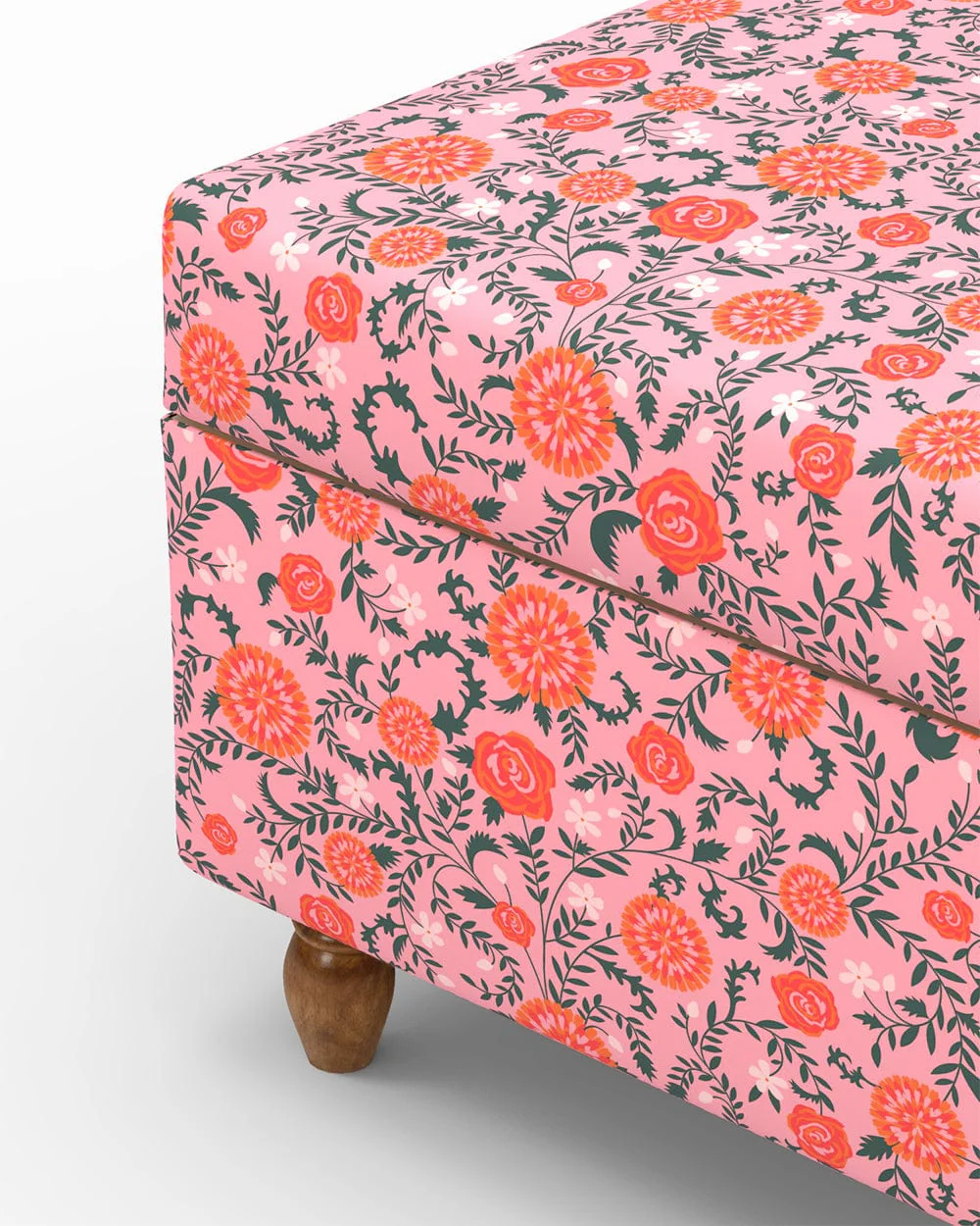 Modern Trunk Storage Ottoman - Earthy Florals Peach - Image 5