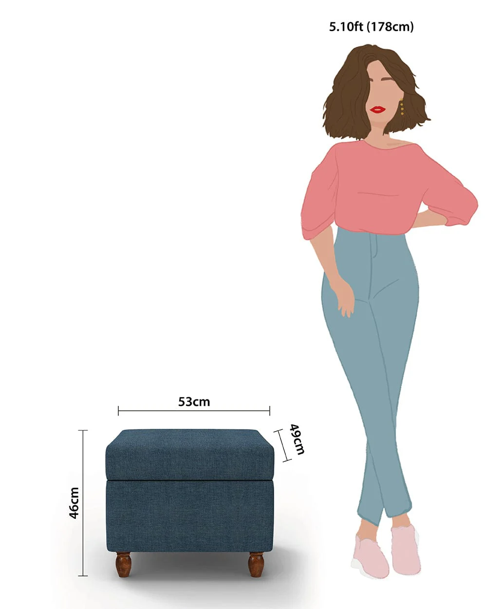 Modern Trunk Storage Ottoman - Sailor Blue - Image 8