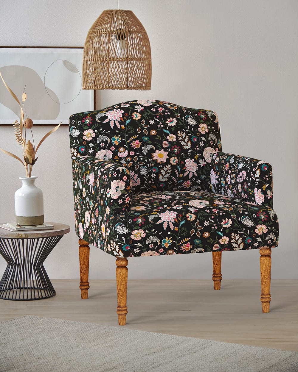 Nawaab Arm Chair - Bohemian Palampore Black