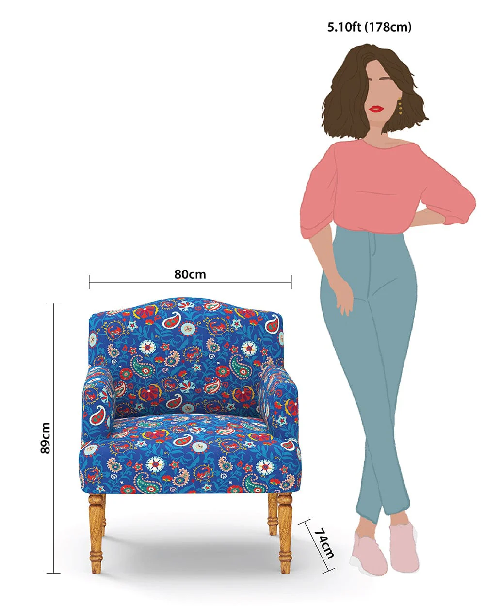 Nawaab Arm Chair - India Paisleys Blue - Image 6