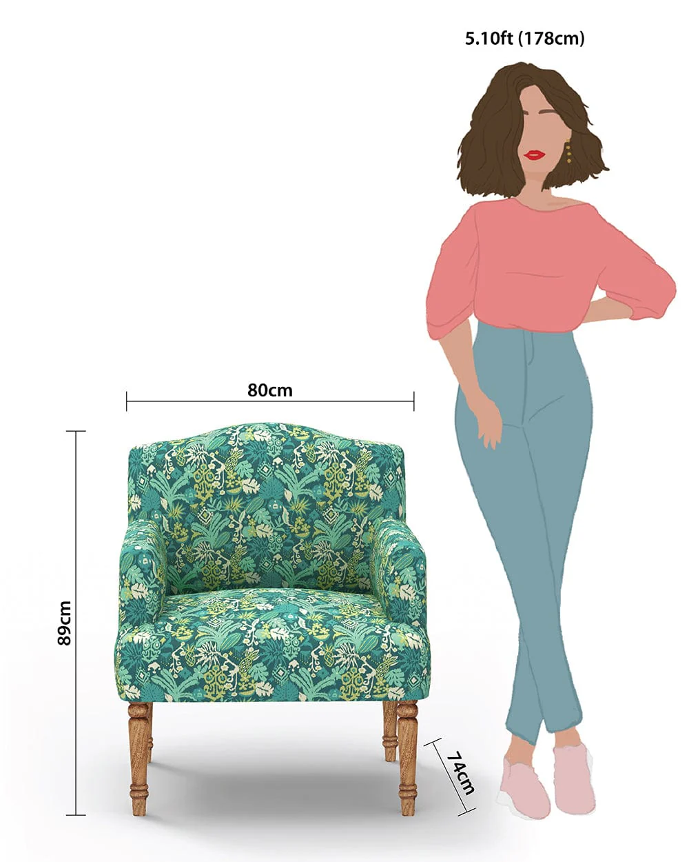 Nawaab Arm Chair - Tropical Ikkat Green - Image 6