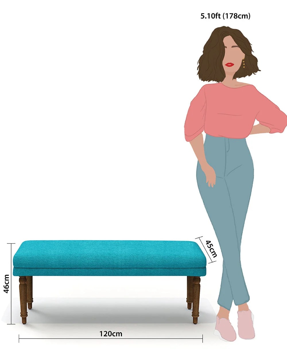 Nawaab Bench - Maldivian Teal - Image 6