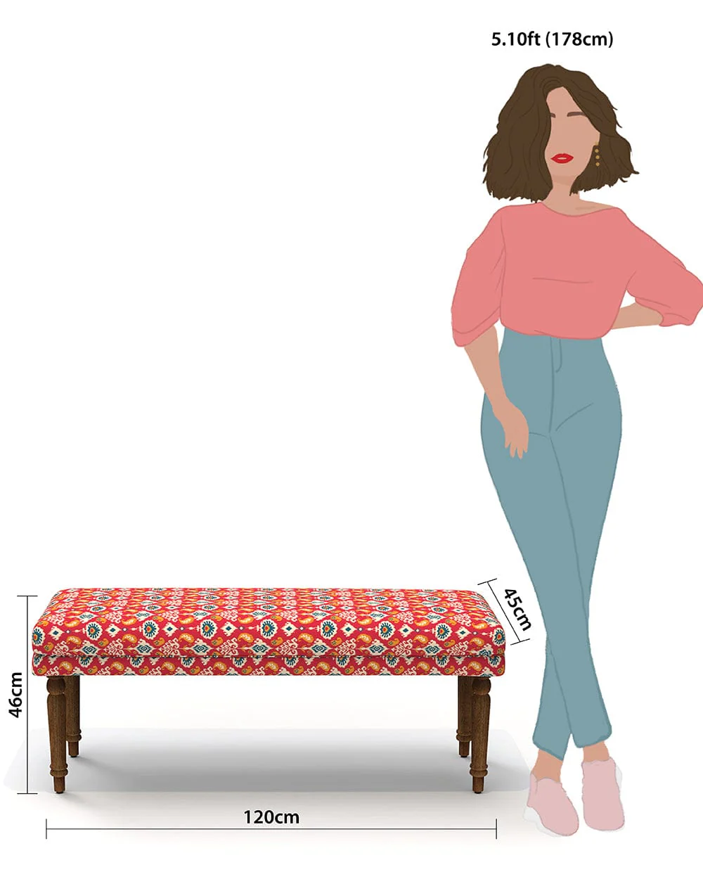 Nawaab Bench - Red Ikkat - Image 6
