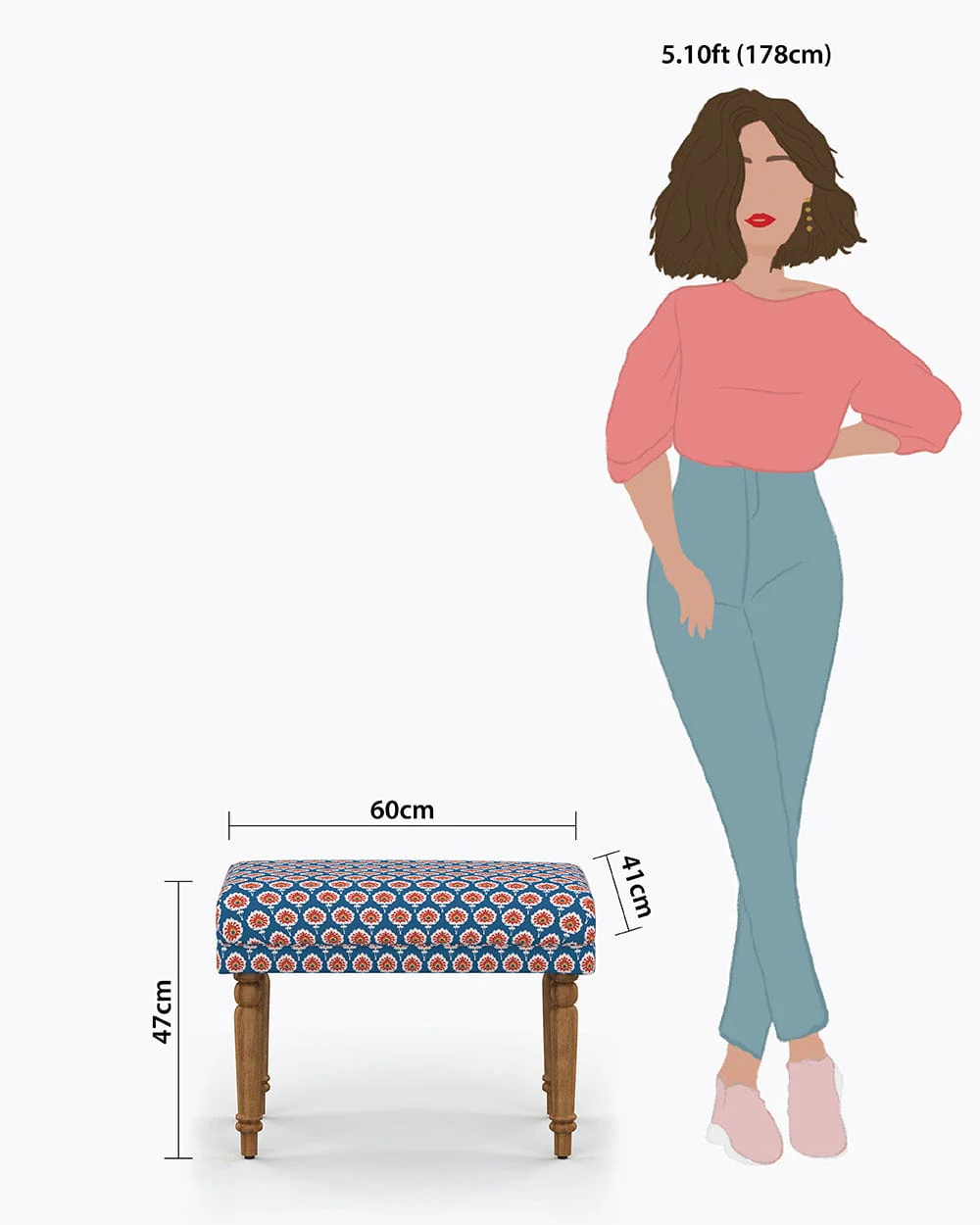 Nawaab Bench Small - Blue Ikkat - Image 8