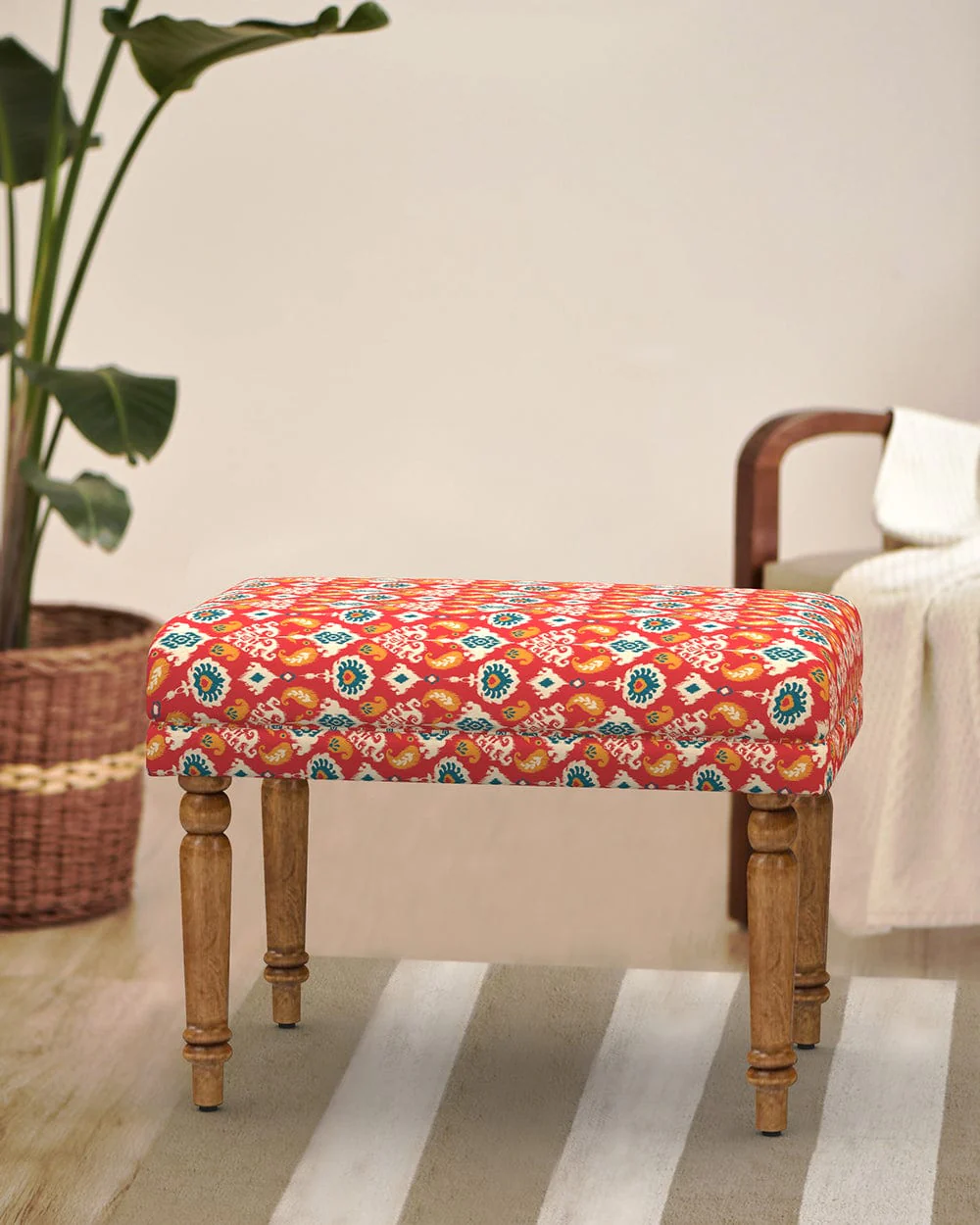 Nawaab Bench Small - Red Ikkat