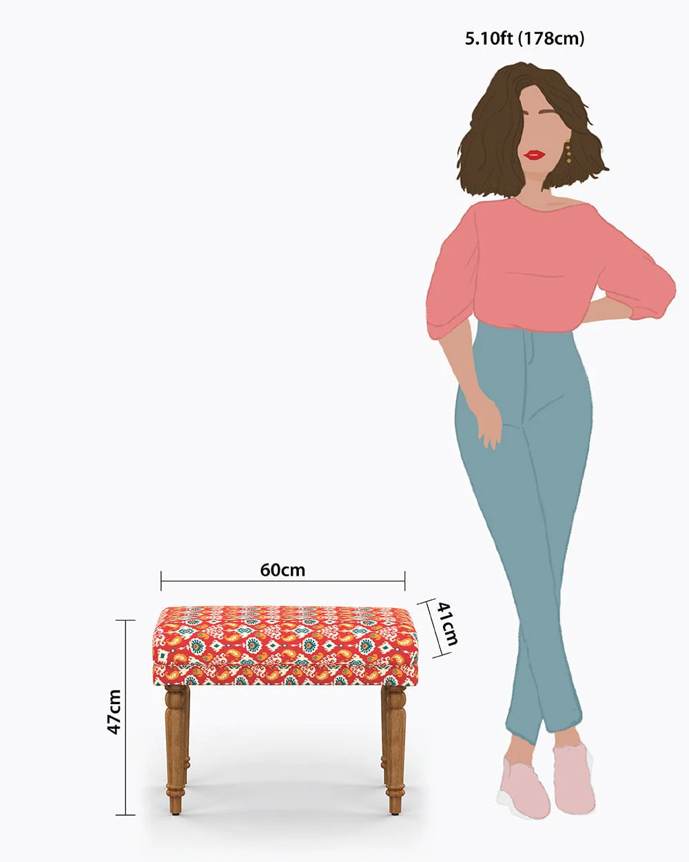 Nawaab Bench Small - Red Ikkat - Image 8