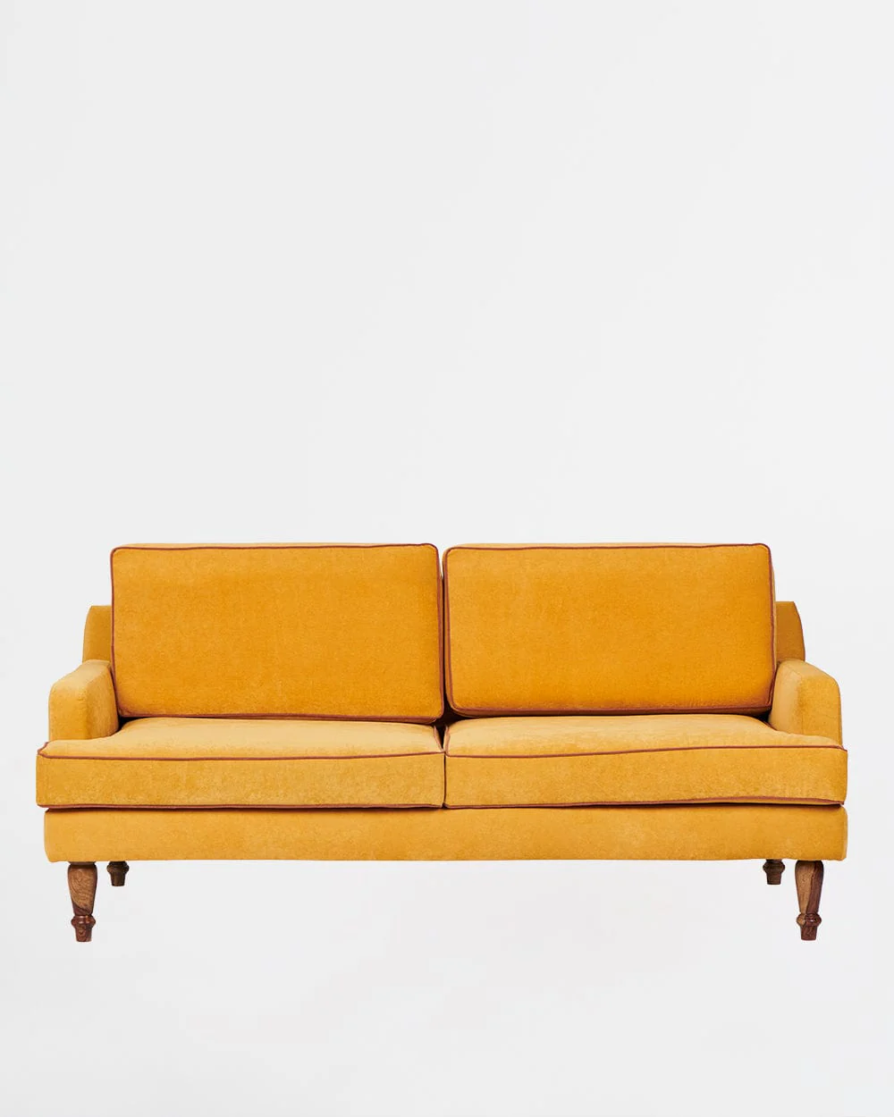 Nawaab Couch - 3 Seater, Velvet Mustard - Image 2