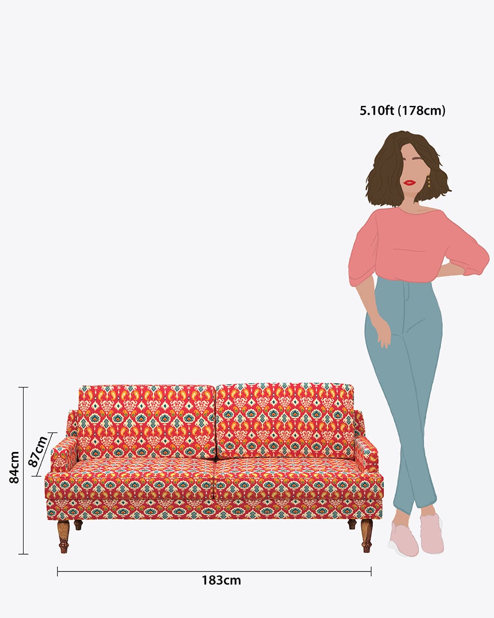 Nawab Couch - Red Ikkat - Image 6