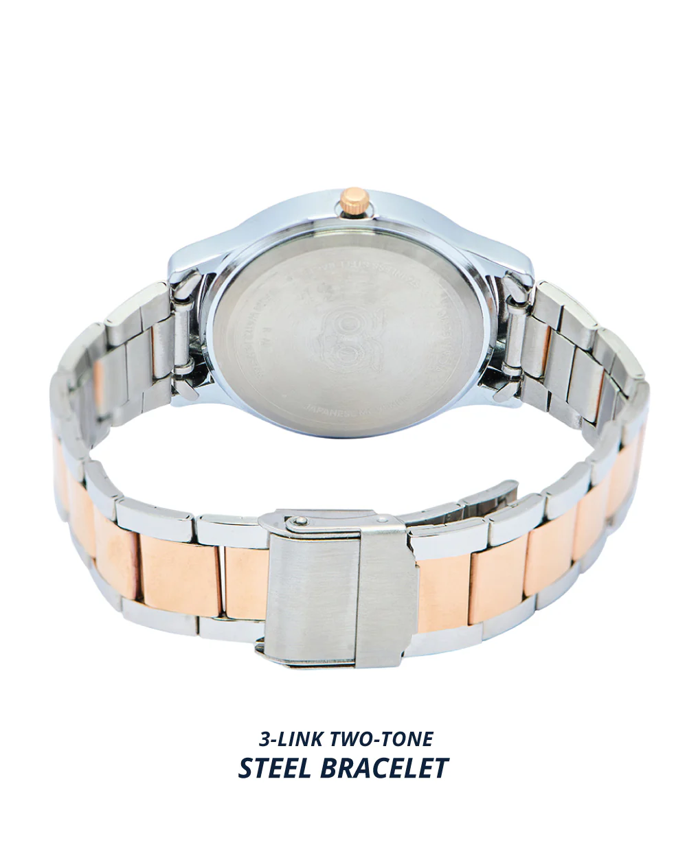 Ocean Owl Monogram Metal Watch | Steel & Rosegold strap with Teal Dial - Image 4