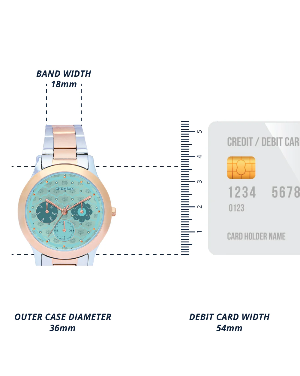 Ocean Owl Monogram Metal Watch | Steel & Rosegold strap with Teal Dial - Image 5