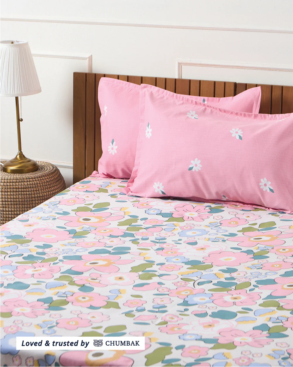 Pink Bloom - Queen Size Bedsheet Polycotton