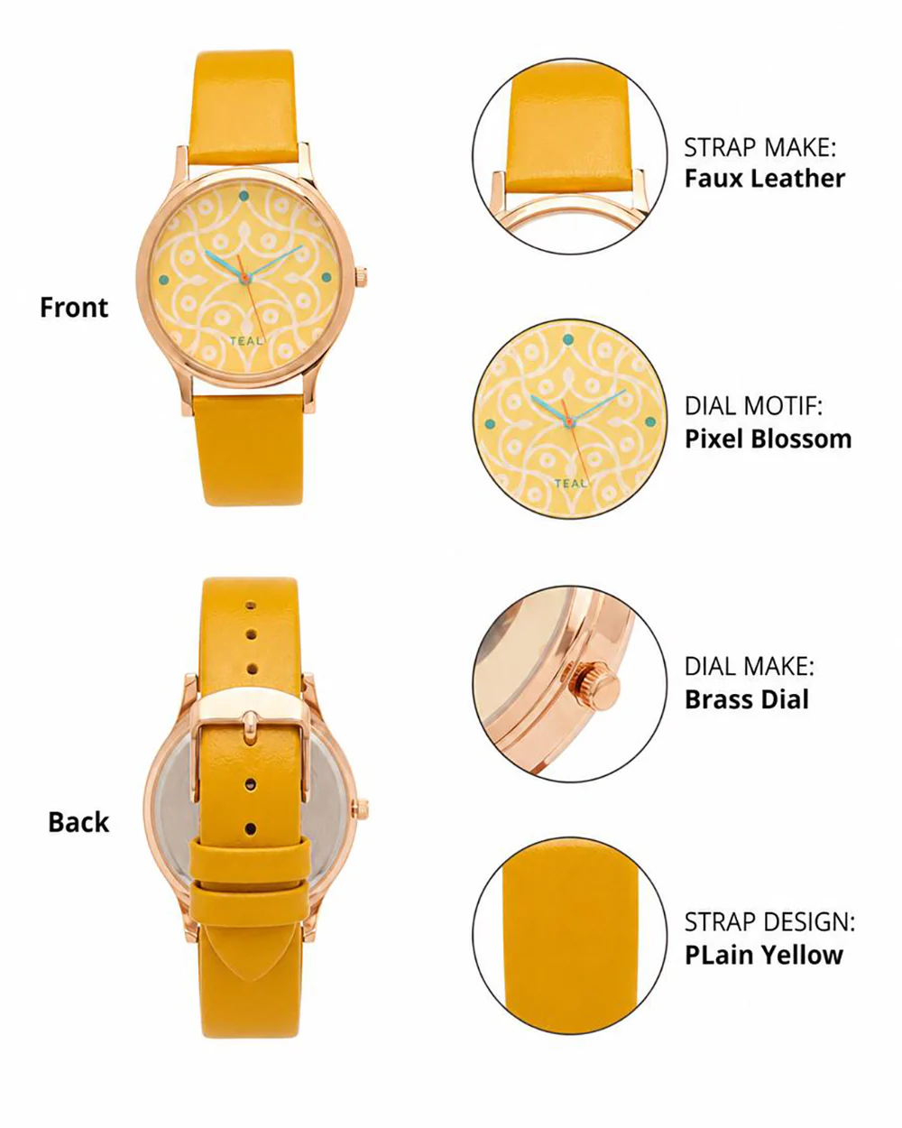 TEAL by Chumbak Pixel Blossom Wrist Watch - Image 3