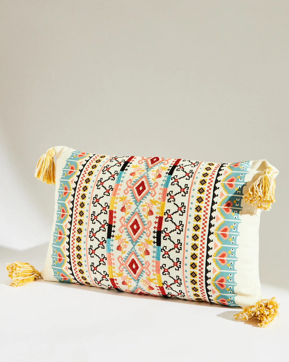 Pixel paisley Cushion Cover 30x50cms Ivory - Image 2