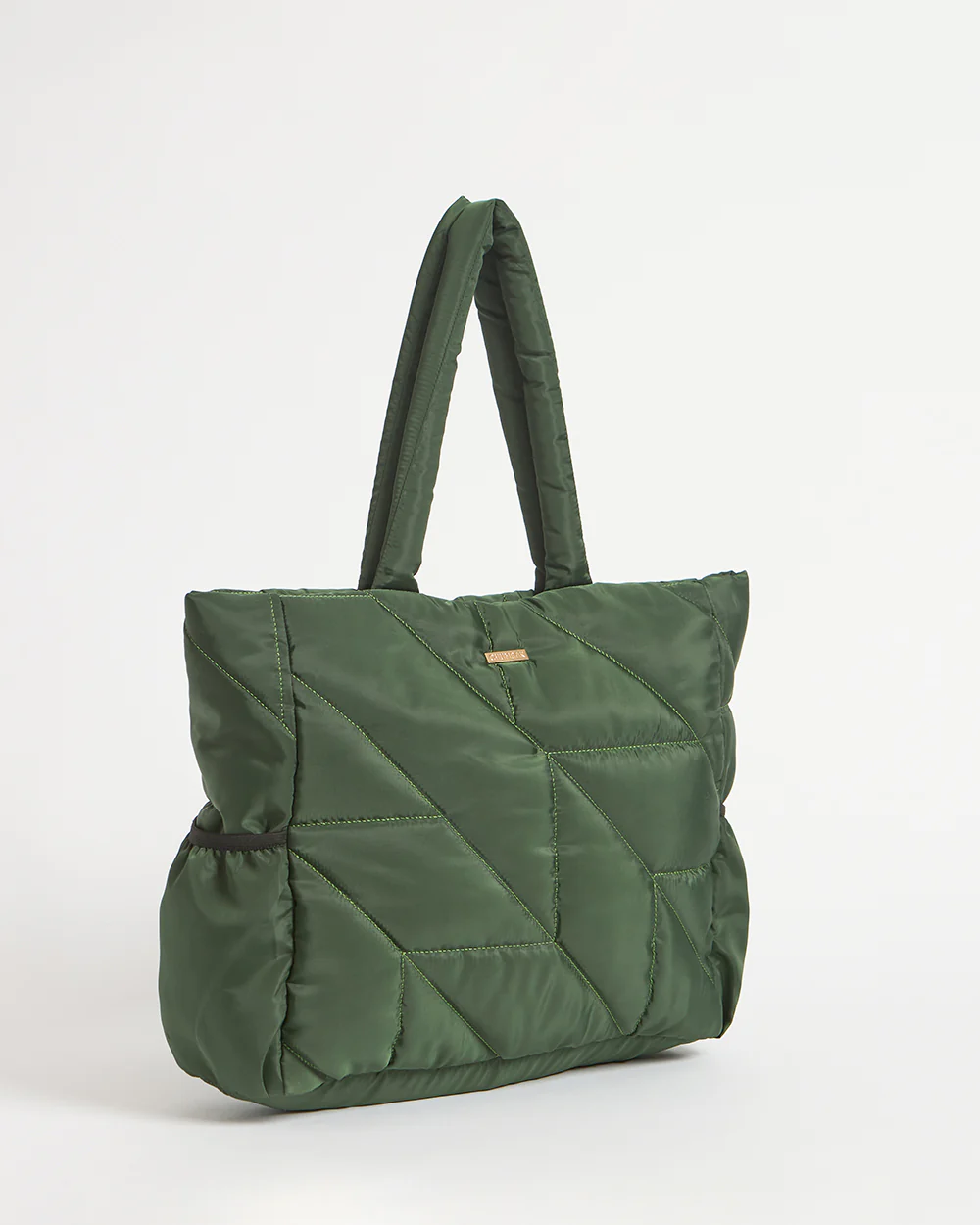 Quilted Puffer Tote - Olive - Image 3