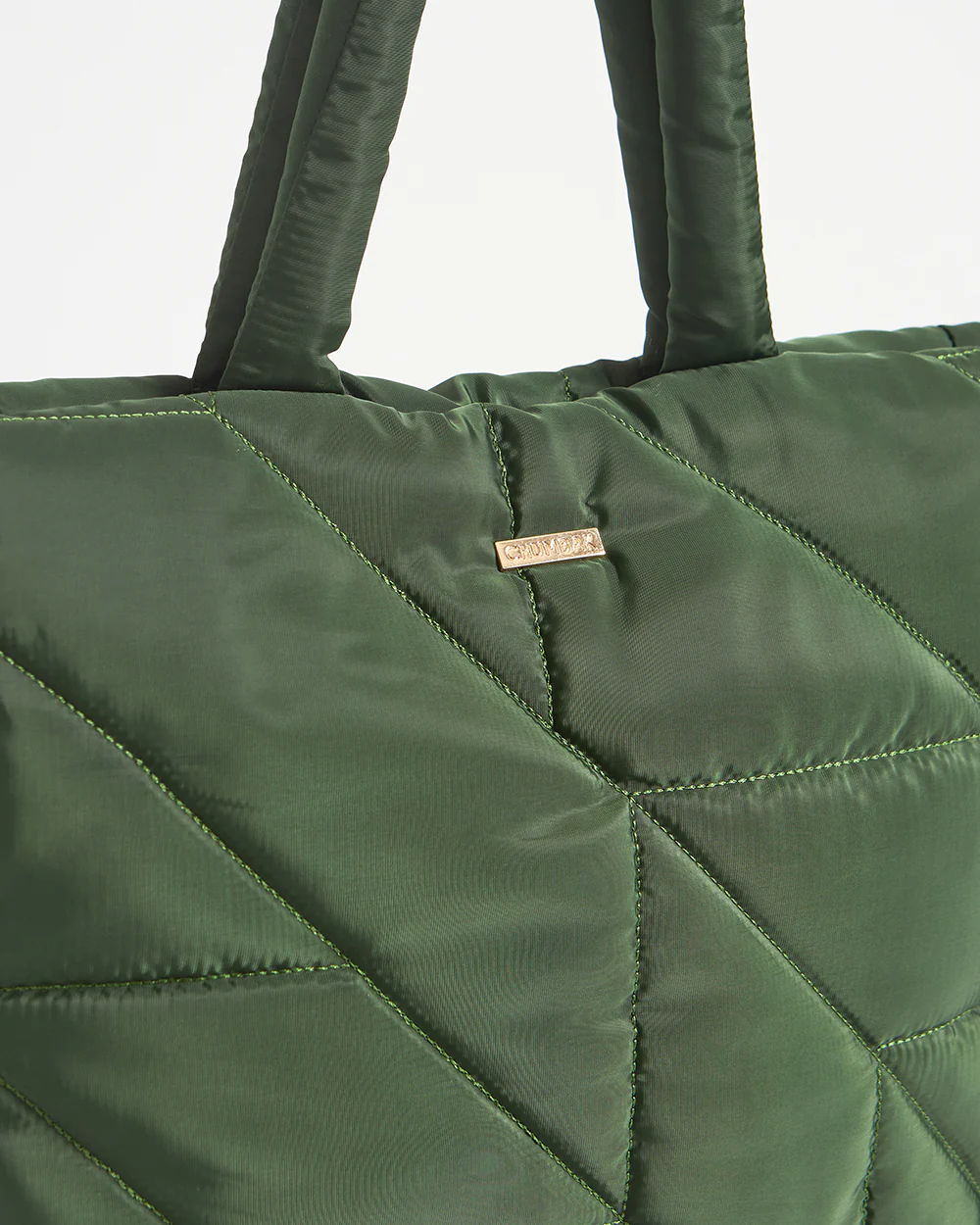 Quilted Puffer Tote - Olive - Image 5