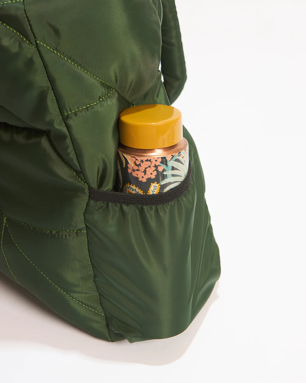 Quilted Puffer Tote - Olive - Image 8