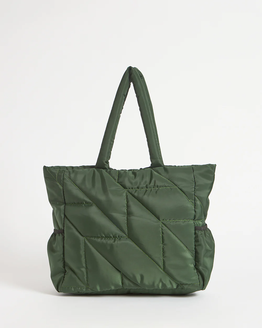 Quilted Puffer Tote - Olive - Image 9