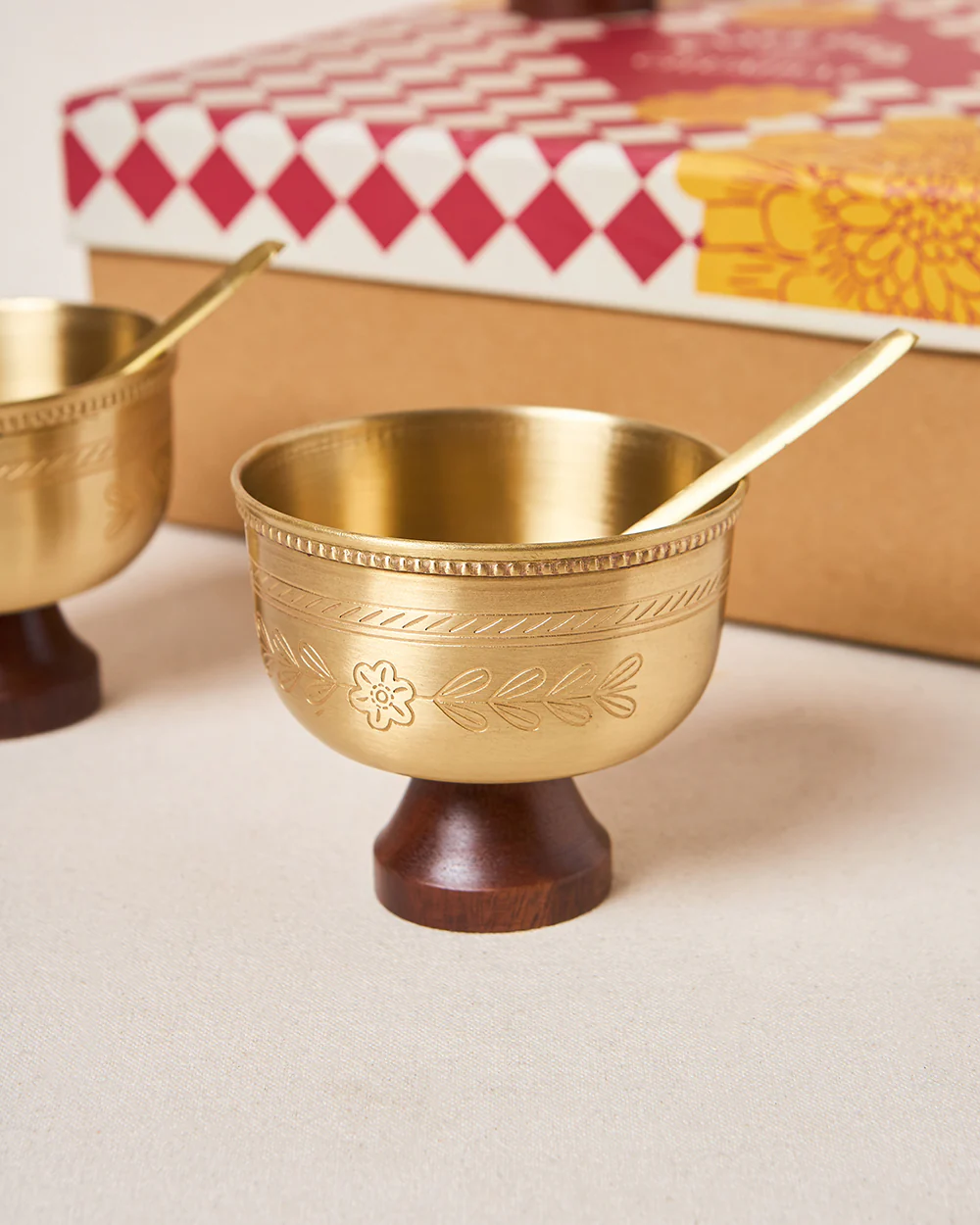 Rani Bagh Brass Dessert Bowl Gift Set - Set of 4, 180ml | Palace Memoirs - Image 2